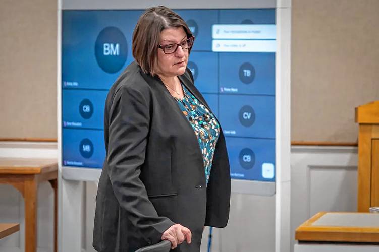 Addison County State’s Attorney Eva Vekos pictured in Addison County Superior criminal court in Middlebury on Feb. 12, 2024. (VtDigger - Glenn Russell)