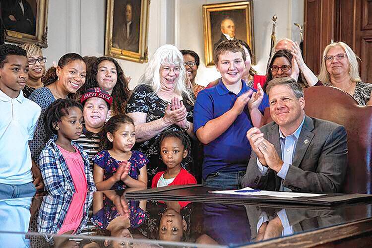 N.H. Gov. Chris Sununu signed legislation Tuesday, June 27, 2023, to expand the state’s school voucher program. House Bill 367 will expand eligibility for the Education Freedom Account program to children with a household income up to 350% of the federal poverty level, meaning $105,000 for a four-person family. (N.H. Governor's office photograph)