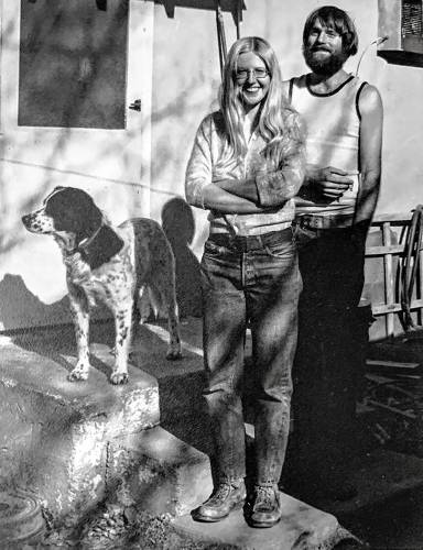 Linda and Steve Wilson in New Mexico in the 1970s, with Steve's dog Barney. (Family photograph)