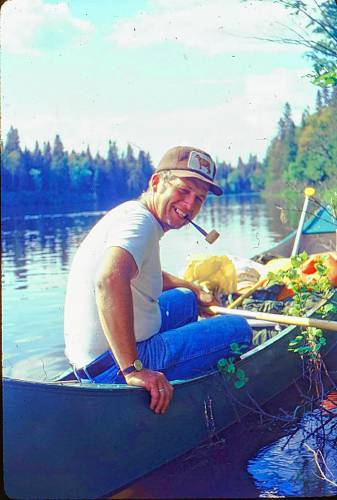 Richard Fabrizio loved to fish and canoe. He took youngsters in 4H on annual trips and went with his family and friends often. In 1978 he is loaded up for a trip on the Allagash in Maine with his son, Rick, and friends. (Family photograph)