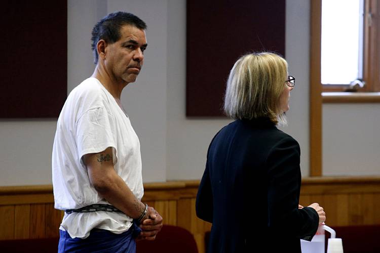 Arnaldo Cruz, of Springfield, Vt., appears at an arraignment with his attorney, Jordana Levine, at Windsor Superior Court in White River Junction, Vt., on March 21, 2017. Cruz is accused of stabbing and killing Betty Rodriguez early Monday morning at a Springfield apartment building. (Valley News - Geoff Hansen) Copyright Valley News. May not be reprinted or used online without permission. Send requests to permission@vnews.com.