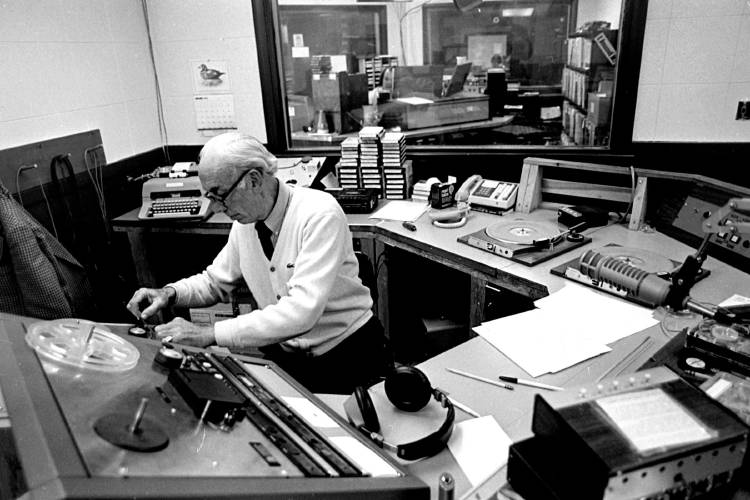 WNHV station president Rex Marshall works in their White River Junction, Vt., studio on Jan. 6, 1982. (Valley News - Tom Wolfe) Copyright Valley News. May not be reprinted or used online without permission. Send requests to permission@vnews.com.