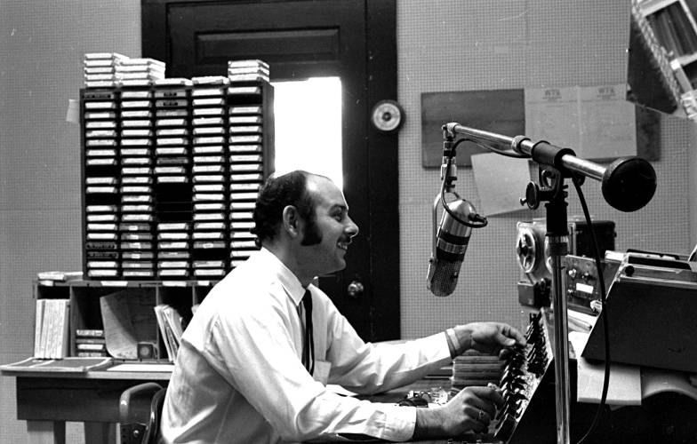 Dave Rhode during a broadcast at WTSL-AM in a circa 1970 photograph. Rhode was one of the constants in Upper Valley broadcasts over the years. (Courtesy Bob Sherman)
