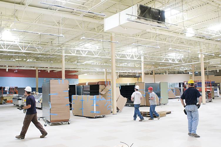 Food coolers await installation inside the Hannaford store as construction continues in West Lebanon, N.H., on Thursday, June 16, 2011. (Valley News - James M. Patterson) Copyright Valley News. May not be reprinted or used online without permission. Send requests to permission@vnews.com.