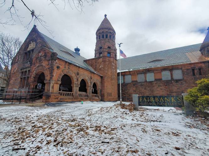 The Fairbanks Museum and Planetarium in St. Johnsbury, Vt. — seen here on Wednesday, Feb. 14, 2024 — will be unveiling a major new addition on the rear of the building to the public on Saturday. (VtDigger - K. Fiegenbaum)