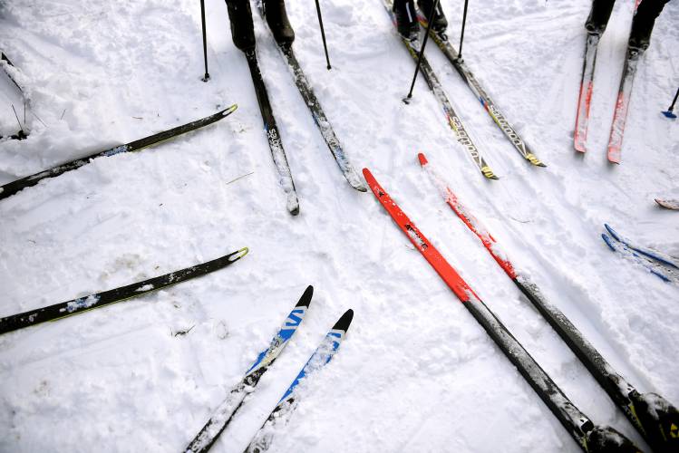 Lebanon nordic skiers gather for the start of practice on Monday, Jan. 8, 2024, in Meriden, N.H. (Valley News - Jennifer Hauck) Copyright Valley News. May not be reprinted or used online without permission. Send requests to permission@vnews.com.