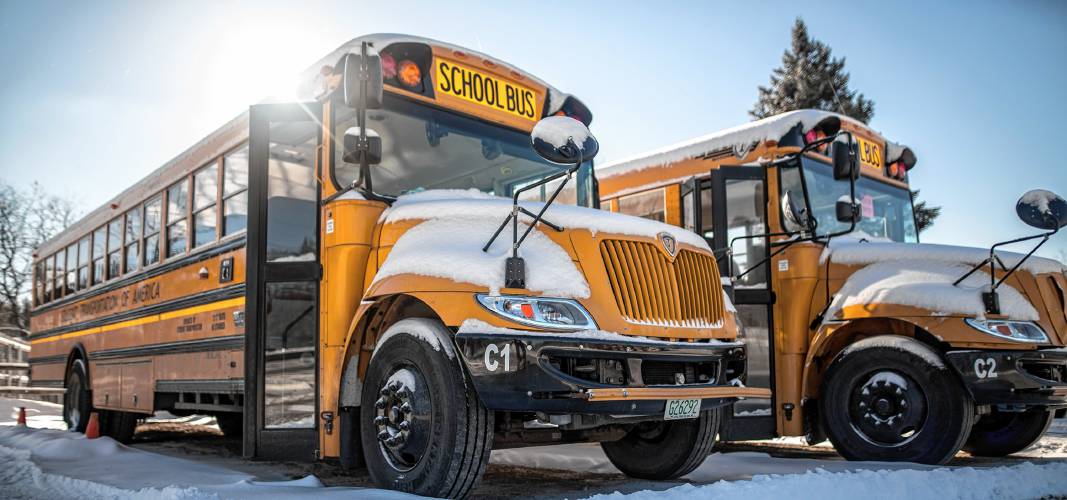 ConVal school bus in snow