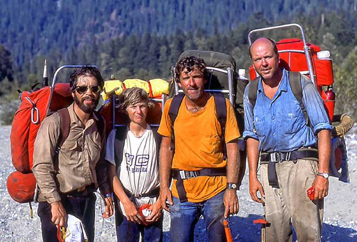 Joe Medlicott loved hiking and backpacking trips with family and friends. Here he is in the North Cascades of Washington in August 1977 with, from left, Dr. John Roper, Mark Allaback. his father Professor Steve Allaback and Medlicott. (Family photograph)
