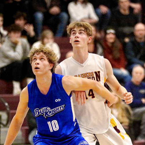 Lebanon High's Chase Adams, right, will attempt to give the Raiders strong play in the post. 