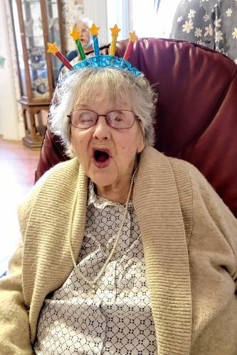 Ella Perry celebrates her 100th birthday in April 2023. (Family photograph)