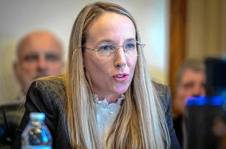 Education Secretary Zoie Saunders speaks at her confirmation hearing before the Senate Education Committee at the Statehouse in Montpelier on Tuesday, April 23, 2024. (VtDigger - Glenn Russell)